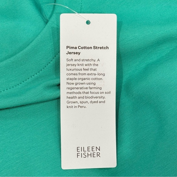 Eileen Fisher Pima Cotton Stretch Jersey Round Neck Dress Seastar Green MEDIUM - Picture 14 of 15